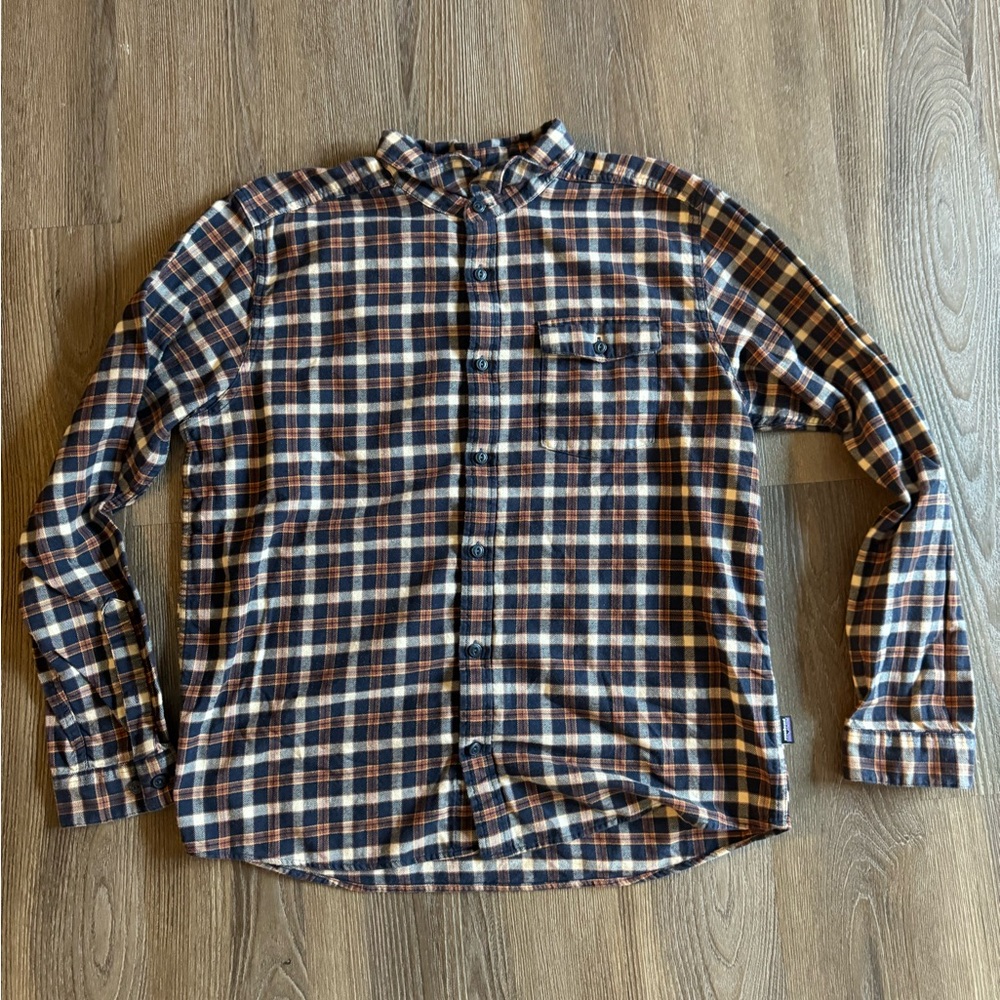 Patagonia Fjord Lightweight Flannel - Blue/Orange, Large
